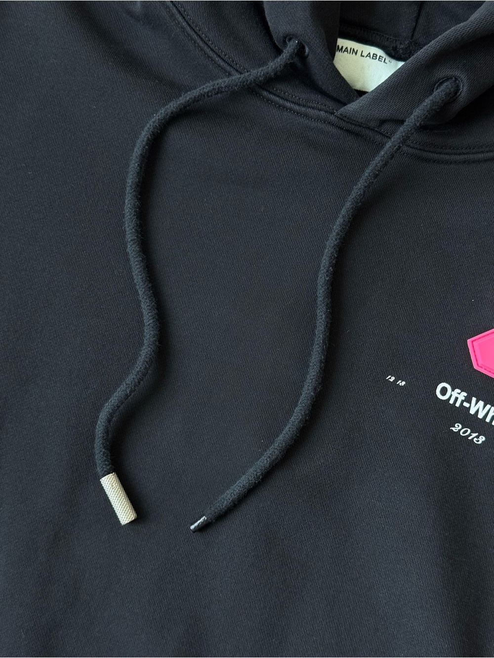 Off-White c/o Virgil Abloh Hoodie with Pink Hex Logo and White Scribble Back - Picture 6 of 9